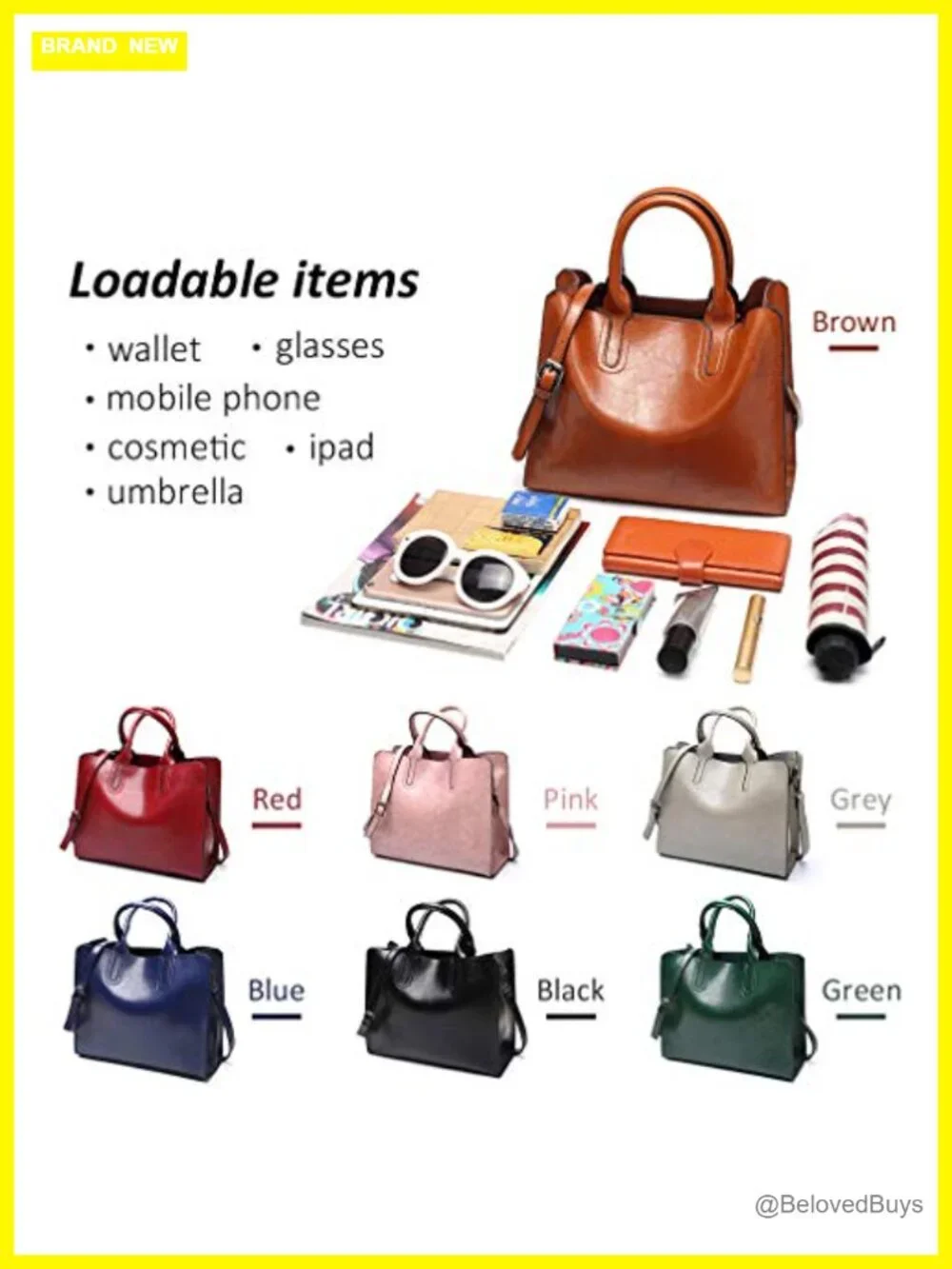 Large Faux Leather Tote Bag for Women, Work Shoulder Purse, Roomy Satchel